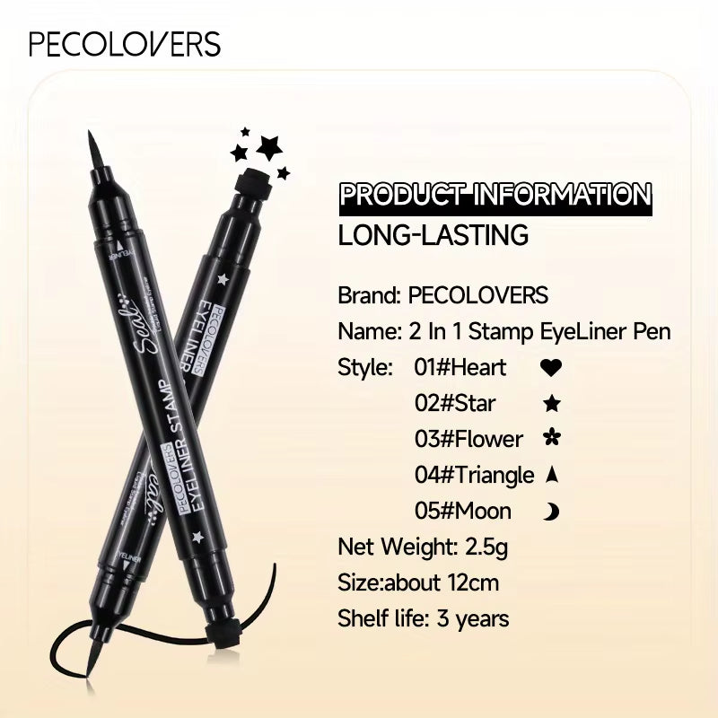 7 Styles Eyeliner Stamp Pen Red Black Liquid Eyeliner Pen Double-Ended Lazy Eye Liner Pencil Fast Drying Waterproof Eye Makeup