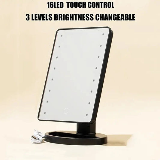 1PC-LED Desktop Makeup Mirror, Night Light Touch Sensitive Design, 360 Degree Rotating Storage, Creating a Perfect Makeup Look