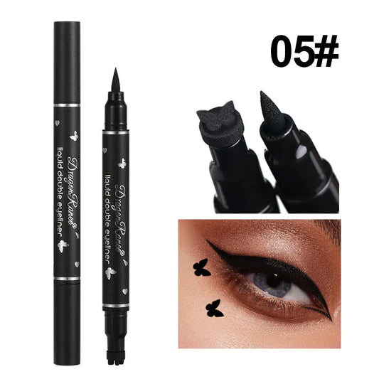 2 in 1 Butterfly Seal Eyeliner Pen Star Moon Stamp Long-Lasting Waterproof Black Liquid Eye Liner Pencil Eyes Makeup Cosmetic